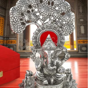 Silver Plated Ganesh Velvet Box Statue for corporate gifting
