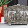 Silver Plated Lakshmi Ganesh 8x6 Inch Statue in a premium velvet box