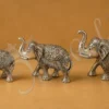 Elegant Silver Plated Aluminium Elephant Figurine Set of three pieces for corporate gifting.