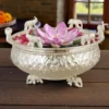 Elegant 8 Inch Silver Plated Brass Urli Pot for festive home decor
