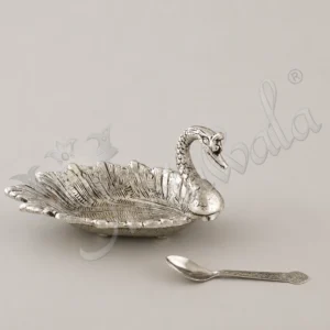 Elegant 7.5 Inch Silver Plated Aluminium Swan Bowl for premium gifting