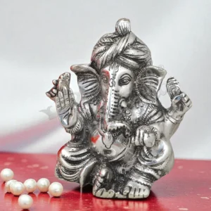 Silver Plated Pagdi Ganesh Statue