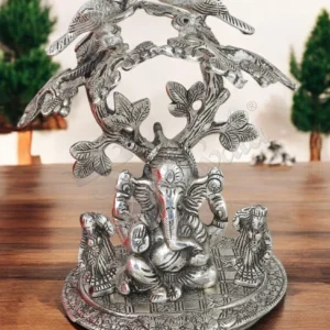Silver Plated Riddhi Siddhi Ganesh Statue for corporate and festive gifting