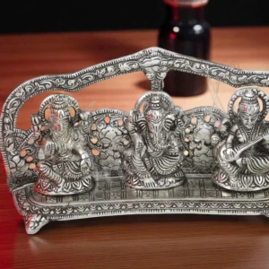 Silver Plated Lakshmi Ganesh Saraswati Trio for festive gifting