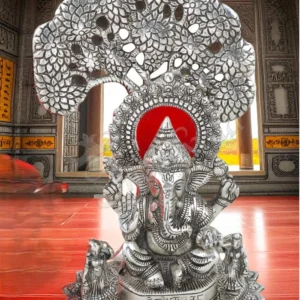 Silver Plated Aluminium Tree Ganesh Statue for corporate and festive gifting