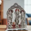 Divine Silver Plated Ram Darbar depicting Lord Rama, Sita, Lakshmana, and Hanuman.