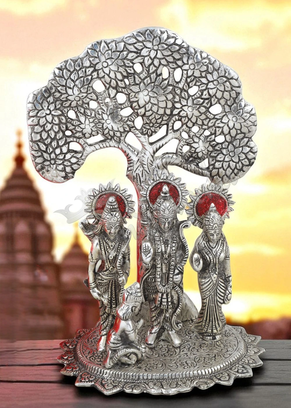 INW-15486 13 Inch Silver Plated Ram Darbar Tree crafted from premium aluminium