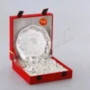 8 Inch Silver Plated Brass Pooja Plate in an elegant velvet box