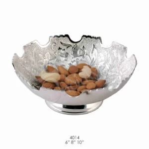 6 Inch Silver Plated Brass Flower Bowl Set in a premium velvet box