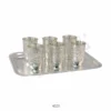 Silver Plated Brass 6 Piece Glass Set with Tray in a luxury velvet box