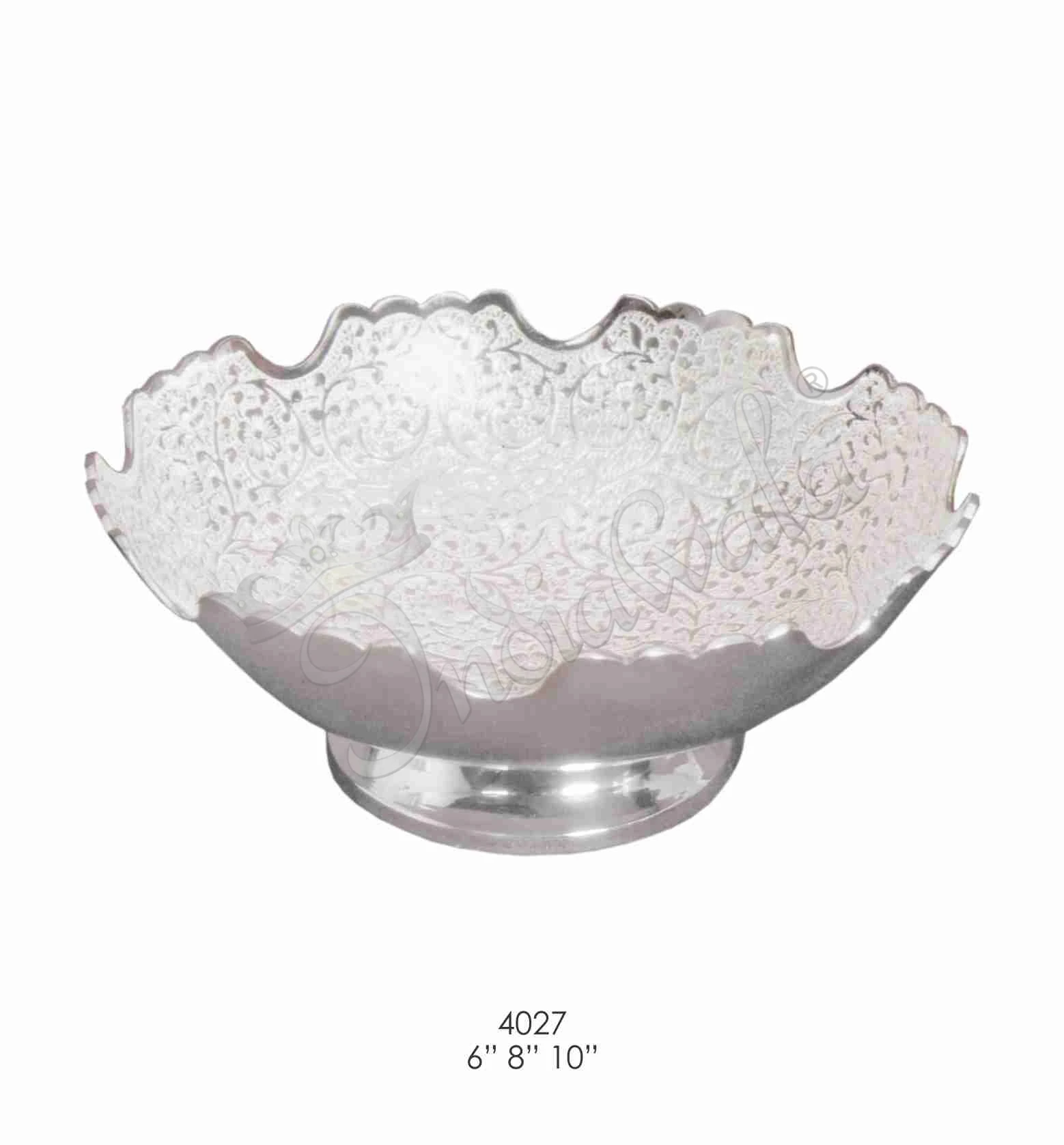 INW-4027 Elegant 6 Inch Silver Plated Brass Fine Bowl Set packaged in a premium velvet box
