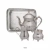 Silver Plated Brass Tea Kettle Set with Tray in velvet box packaging