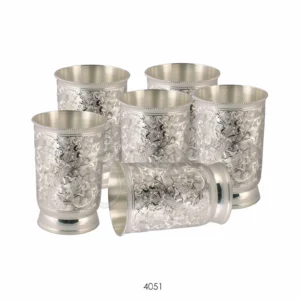 Elegant Silver Plated Brass Drinking Glass Set of 6 in a luxury velvet box