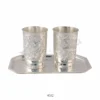 Elegant Silver Plated Brass Glass Set with matching tray in a velvet box