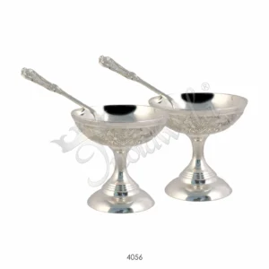 Elegant Silver Plated Brass Dessert Bowl Set of 2 in a velvet box