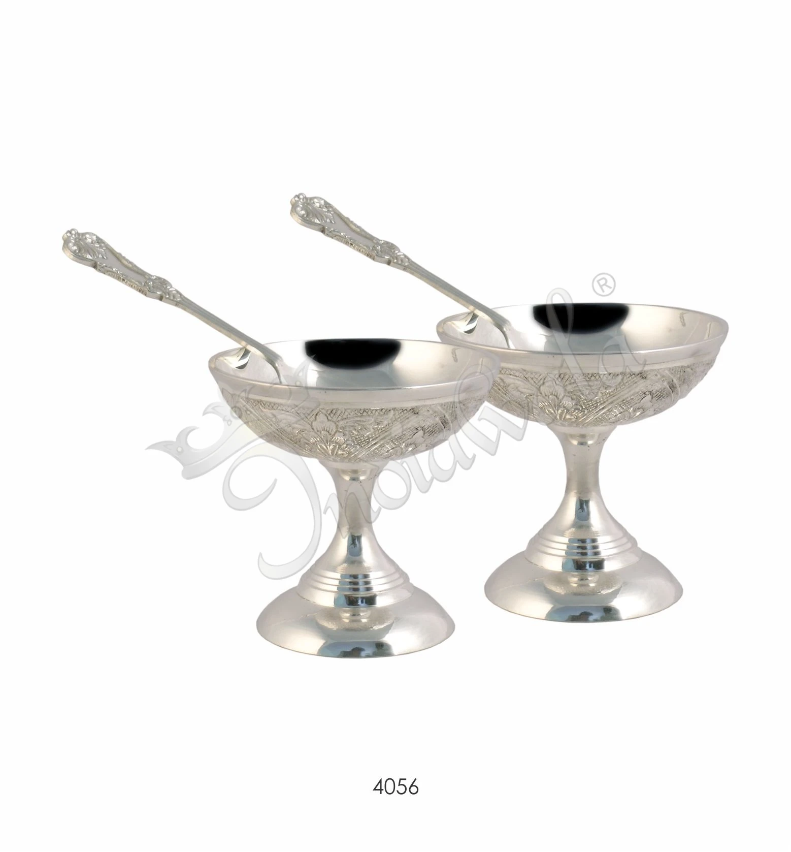Elegant Silver Plated Brass Dessert Bowl Set of 2 in a velvet box