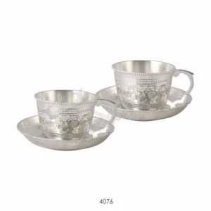 Elegant Silver Plated Brass Cup Plate Set of 2 in a velvet box