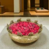 A beautiful 8 inch Gold Plated Brass Decorative Urli Bowl for festive home decor.