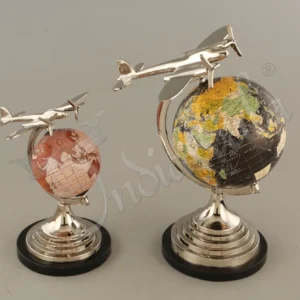 A beautifully handcrafted 17 inch Silver Plated Aluminium Gifting Globe from Indiawala.