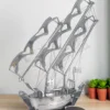 Majestic Silver Plated Steel Ship Decor for premium gifting