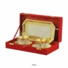 Dual Tone Brass Cup Plate Set with Tray in a premium velvet box