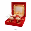 Dual Tone Brass 4 Bowl Dessert Set with Tray in a premium velvet box