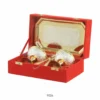 Dual Tone Brass Dessert Bowl Set with velvet box packaging