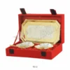 Premium dual tone brass bowl set with velvet box for corporate gifting
