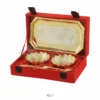 Elegant 4 inch brass lotus bowl set with dual tone finish