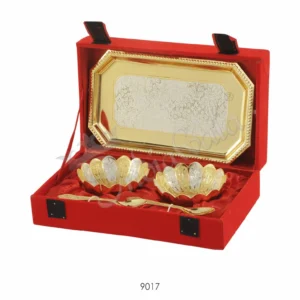 Elegant 4 inch brass lotus bowl set with dual tone finish