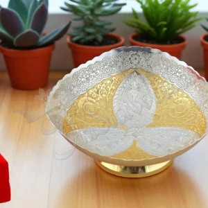 6 Inch Dual Tone Brass 3D Bowl in a premium velvet box