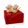 Dual Tone Brass Four Bowl Trolley Set in a premium velvet box