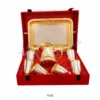 An elegant Dual Tone Brass Jug Glass Set with a silver and gold finish, presented in a velvet box.