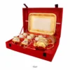 Elegant Dual Tone Brass Tea Set with Tray in a premium velvet box