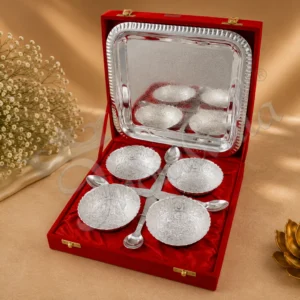 Silver Plated Aluminium Bowl Set in a premium velvet box
