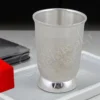 Elegant 4 Inch Silver Plated Steel Gifting Glass in a velvet box