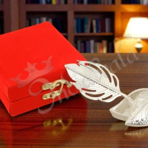 Elegant Silver Plated Aluminium Morpankhi Kumkum Box in a premium velvet box
