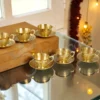 Elegant Brass Finish 6 Piece Cup Plate Set with Velvet Box packaging