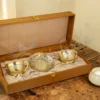 INW-9361_1 Elegant Brass Finish Cup Plate Set of 2 inside a premium velvet box