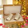 INW-9367_1 Elegant 4.25 Inch Brass Finish Gifting Glass Set in a velvet box