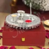 10 Inch Silver Plated Brass Pooja Thali in a premium velvet box