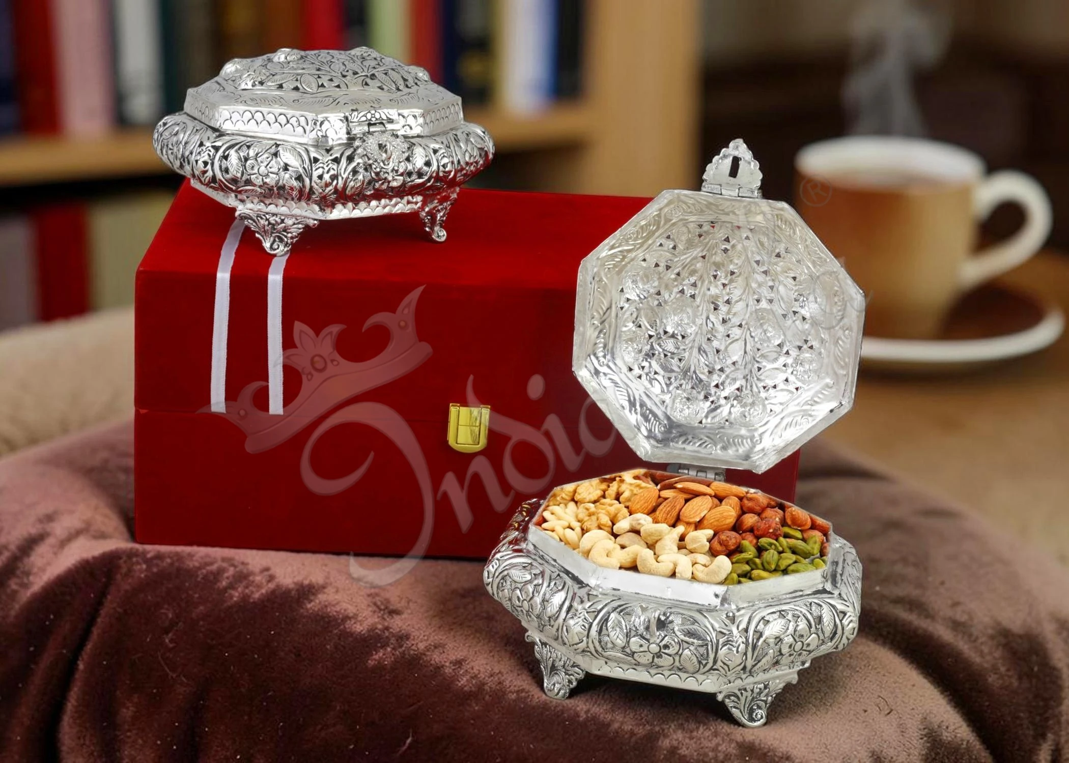 INW-9380-1 Elegant German Silver Brass Bowl Set for gifting