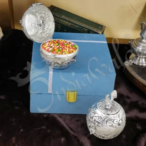 4 Inch German Silver Gifting Bowl Set of 2 in a velvet box