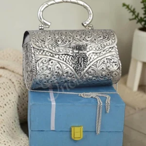 Elegant 7 Inch Brass German Silver Purse with intricate engravings