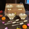Silver Plated Brass 3D Bowl Set of 4 with Spoons and Tray