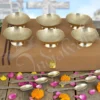 Elegant silver plated brass 3d bowl set of 6 with matching spoons and tray