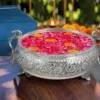 An elegant 11 inch Silver Plated Brass Gifting Urli Pot, handcrafted for premium decor.