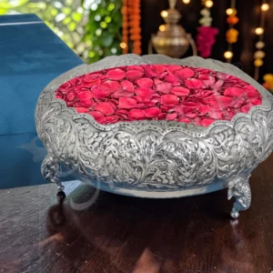 Elegant Silver Plated Brass Gifting Urli Bowl for festive home decor