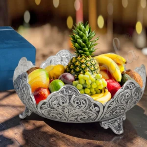 German Silver Brass Fruit Bowl Set in a premium velvet box