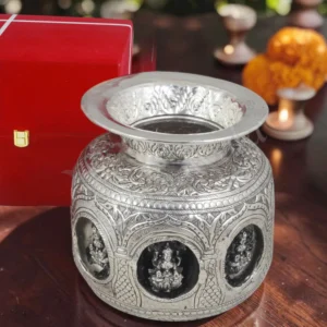 Silver Plated Brass Ashta Lakshmi Pooja Lota for temple decor